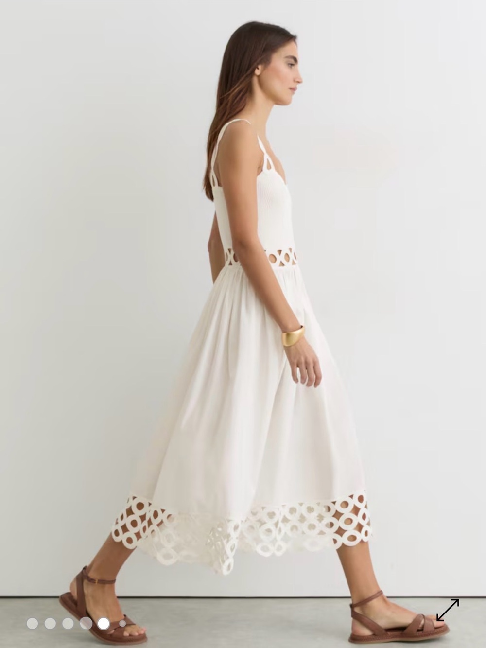Reiss Rita Rib-Knit Woven Mix Cut-Out Midi Dress Size Small - Picture 4 of 10